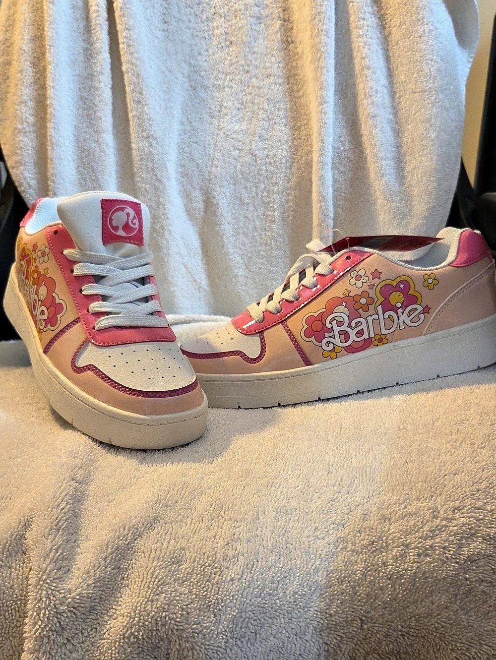 Barbie Women's Casual Court Sneaker Floral Sneakers Pink & White US 7